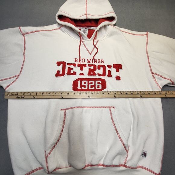 Detroit Redwings Hoodie Mens XL White NHL Hockey Pullover Sweatshirt Long Sleeve - Picture 8 of 10
